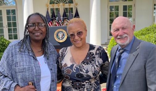 Photo of AFT retirees Viola Curry, Nina Tribble and John Soldini