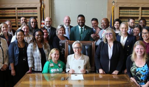 Photo of faculty members and employees joining AAUP-AFT