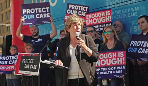 Weingarten at a Protect Our Care rally in Columbus, Ohio