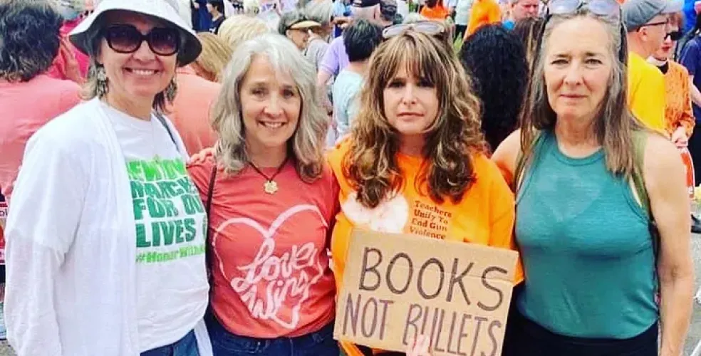 Photo of teachers from Newtown, CT at the March for Our Lives rally against gun violence in schools.